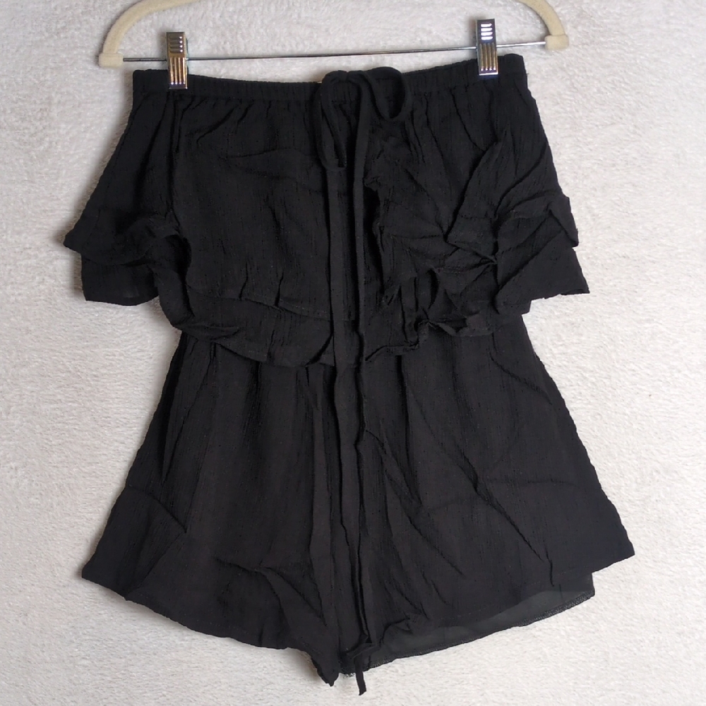 Ninexis Womens Black Off the Shoulder Boho Romper Size XS‎